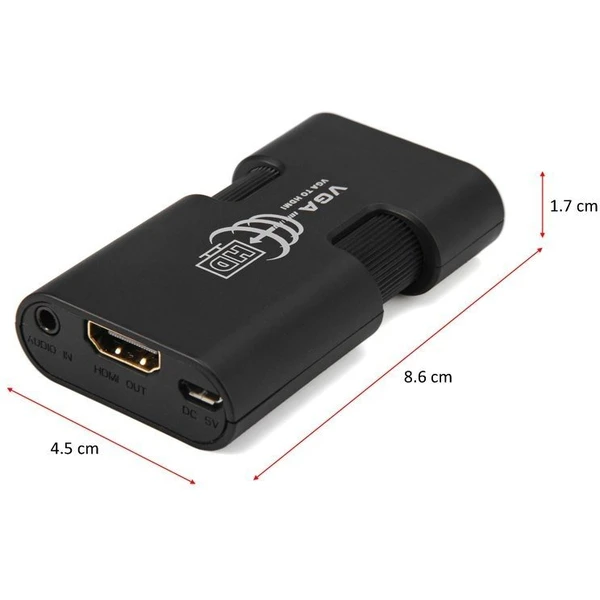PremiumCord VGA + 3,5mm -> HDMI elektronická redukcia čierna - Káble a redukcie - Obrázok JDSU000501