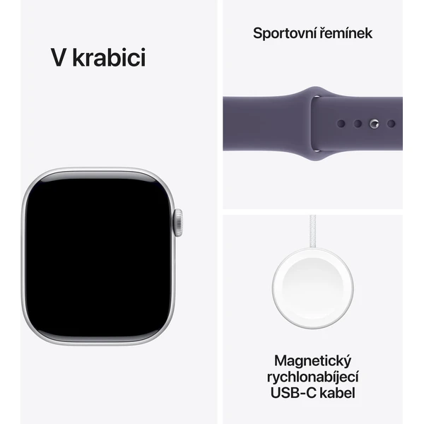 Apple Watch Series 11 Cellular (46mm) Strieborný hliník s hmlovo fialovým športovým remienkom S/M - Inteligentné hodinky - Obrázok JEQH000K01