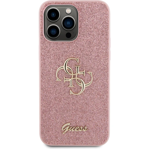 Guess PU Fixed Glitter 4G Metal Logo kryt iPhone 15 Pro Max ružový - Puzdra - Obrázok JEX4000701