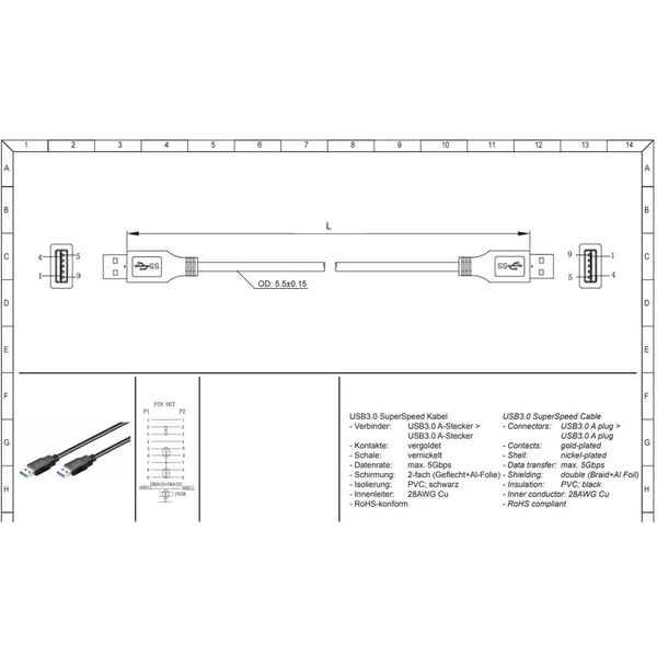 PremiumCord USB-A/USB-A napájací kábel 3m čierny - Káble a redukcie - Obrázok JFH0000401