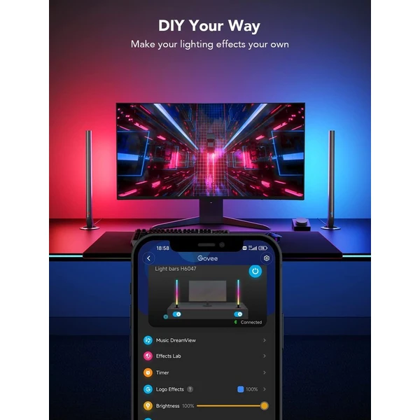 Govee Smart Gaming WiFi LED Panely + Smart Dual ovládač biely - Inteligentné osvetlenie - Obrázok JFQK000K01
