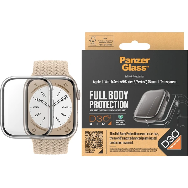 PanzerGlass Apple Watch 9/8/7 (45mm) ochranný kryt s D3O - číry rámček - Puzdra - Obrázok JGC1000O01