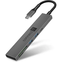 CONNECT IT CompactPRO USB-C hub + čítačka kariet antracitový - USB huby