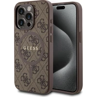 Guess PU Leather 4G Colored Ring MagSafe Zadný Kryt pre iPhone 15 Pro Max Brown - Puzdra