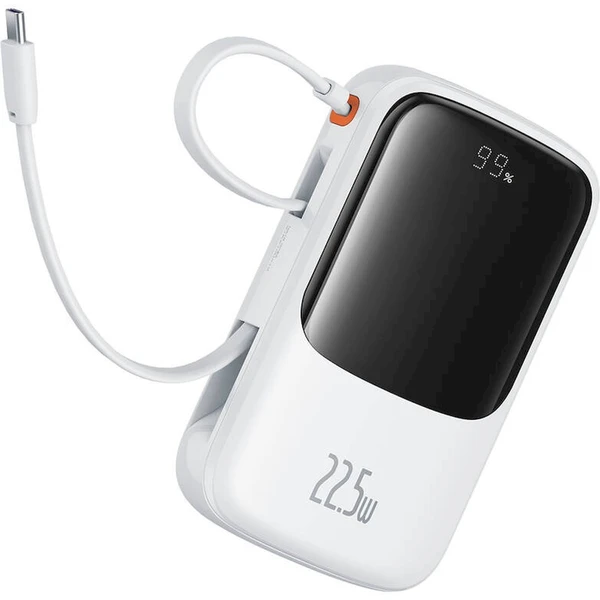 Baseus Powerbanka Qpow Pro+ 10000mAh 22,5W so zaťahovacím káblom USB-C biela - Powerbanky - Obrázok JGXK000K01