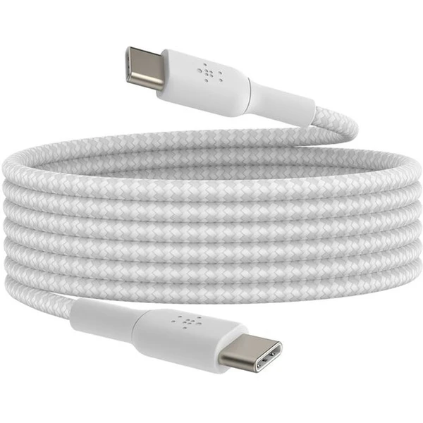 Belkin BOOST Charge opletený USB-C/USB-C napájací kábel 60W 2m biely - Káble a redukcie - Obrázok JHQF000N01