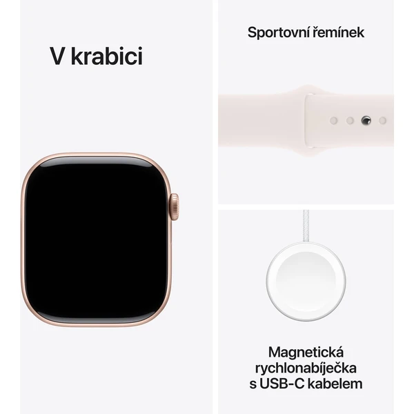 Apple Watch Series 10 46mm Ružovo zlatý hliník so svetlo rumenným športovým remienkom S/M - Inteligentné hodinky - Obrázok JJQ7000K01