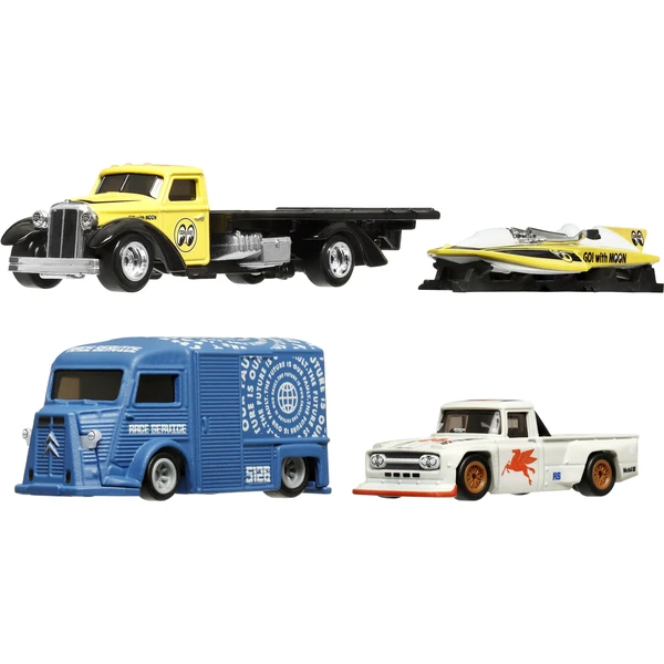 Mattel Hot Wheels Premium Speed Waze, Classic Hydroplane, Citroen H Van, Toyota Stout Drift Truck - Hračky - Obrázok JKPF000K01