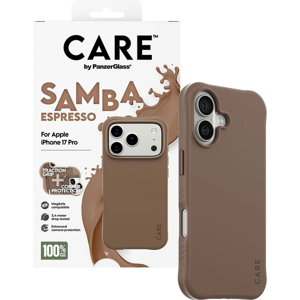 PanzerGlass® CARE Samba kryt s MagSafe Apple iPhone 17 Pro Espresso - Puzdra - Obrázok JMDH000K01