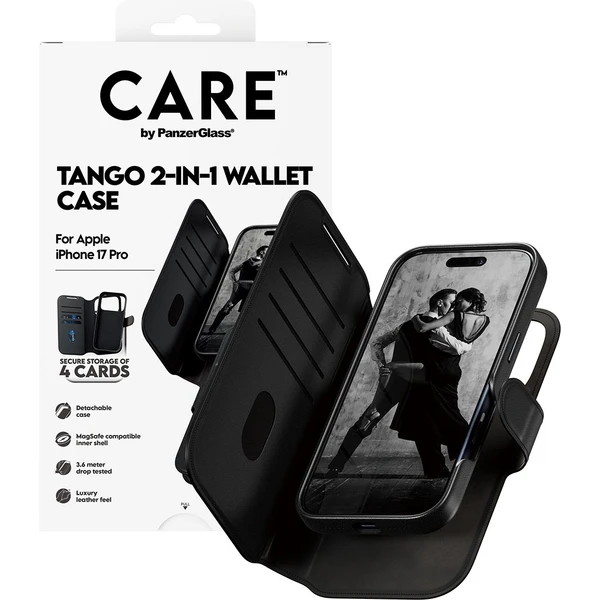 PanzerGlass® CARE Tango 2v1 Wallet púzdro s MagSafe Apple iPhone 17 Pro čierne - Puzdra - Obrázok JOEH000K01