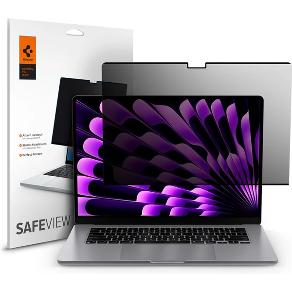 Spigen SafeView Privacy Filter MacBook Air ochranná fólia 15" M2/M3/M4 - Ochranné fólie a sklo - Hlavný obrázok