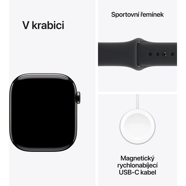 Apple Watch Series 11 Cellular (46mm) Bridlicovo šedý titán s čiernym športovým remienkom M/L - Inteligentné hodinky - Obrázok JURH000K01