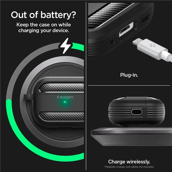 Spigen Rugged Armor puzdro pre AirPods Pro 2 čierne - Puzdra - Obrázok JVK0000N01