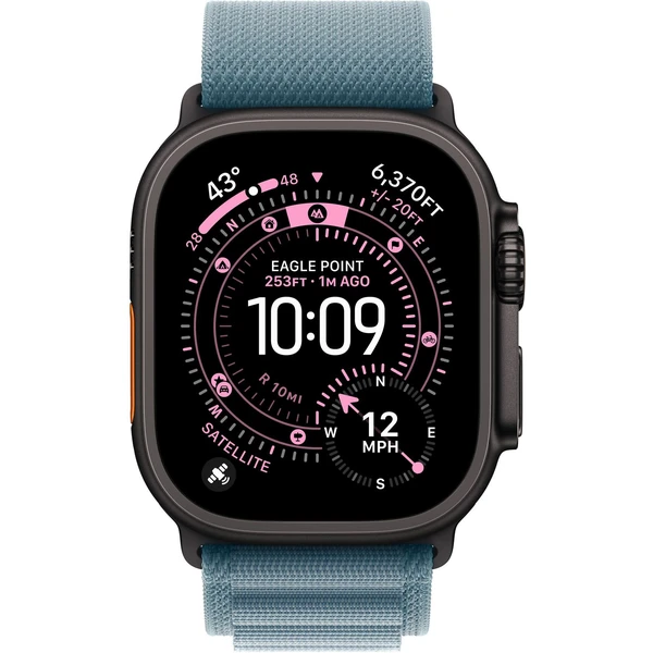 Apple Watch 49/46/45/44mm svetlo modrý Alpský ťah stredný čierny titán - Remienky - Obrázok JWWH000K01