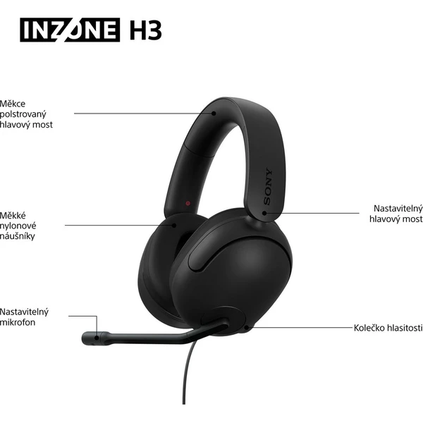 Sony INZONE H3 herné slúchadlá čierne - Slúchadlá - Obrázok JZ7H000K01