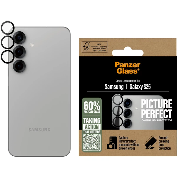 PanzerGlass® Camera Protector ochrana fotoaparátu Samsung Galaxy S25 - Ochranné fólie a sklo - Obrázok K0FC000J01