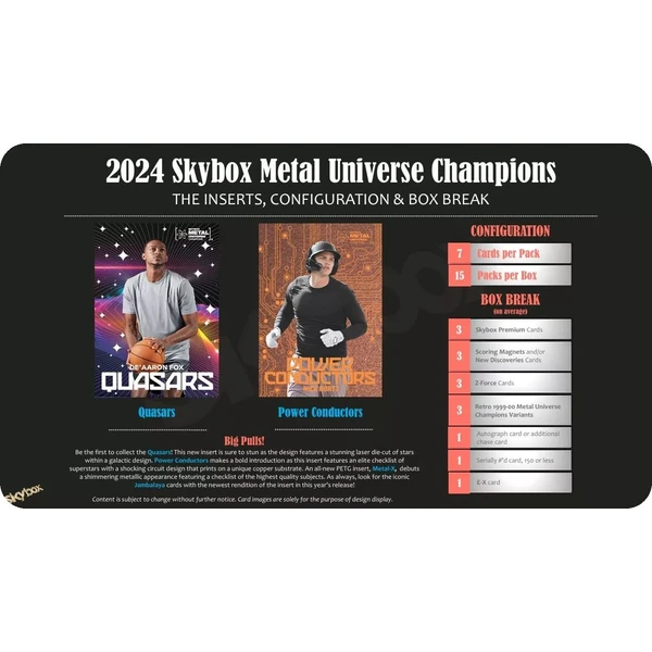 Športové karty 2024 Upper Deck Skybox Metal Universe Champions Hobby Box - Hokejové karty - Obrázok K13D000O01