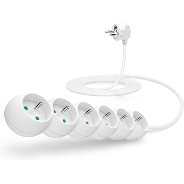 CONNECT IT predlžovací kábel 230V 6 zásuviek bez vypínača 3m biely - Zásuvky - Hlavný obrázok