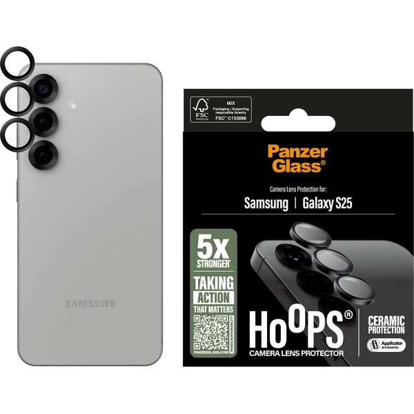 PanzerGlass® Hoops® Ceramic Samsung Galaxy S25 čierne ochranné krúžky pre šošovky fotoaparátu - Ochranné fólie a sklo - Obrázok K1FC000J01