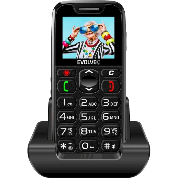 EVOLVEO EasyPhone mobilný telefón pre seniorov s nabíjacím stojanom čierny - Mobilné telefóny - Obrázok K1RF000O01