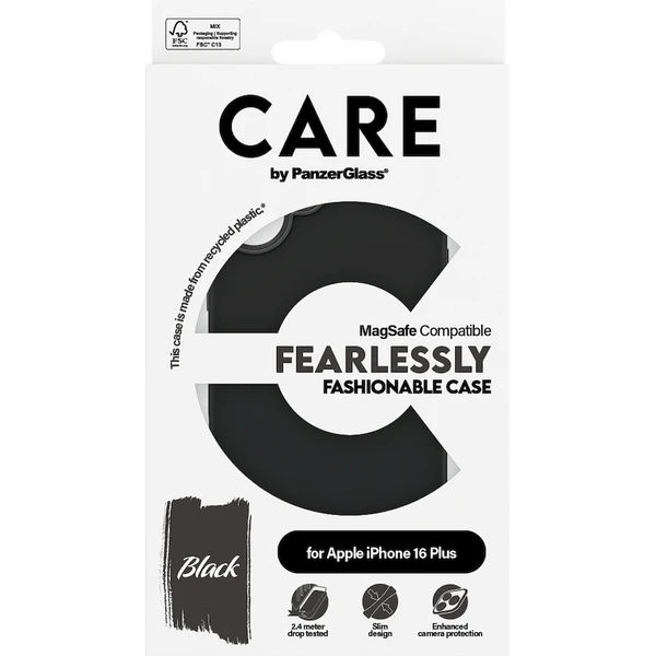 PanzerGlass® CARE kryt Apple iPhone 16 Plus MagSafe Fearlessly čierny - Puzdra - Obrázok K208000P01