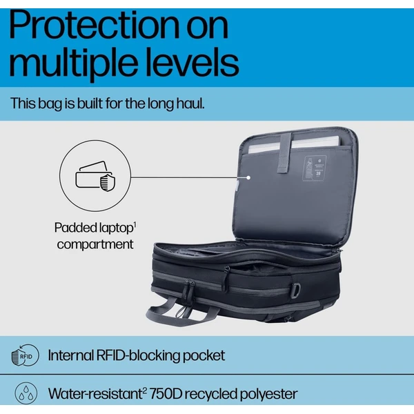 HP Travel Plus 15l batoh na notebook 14" čierno-modrý - Batohy - Obrázok K20G000K01
