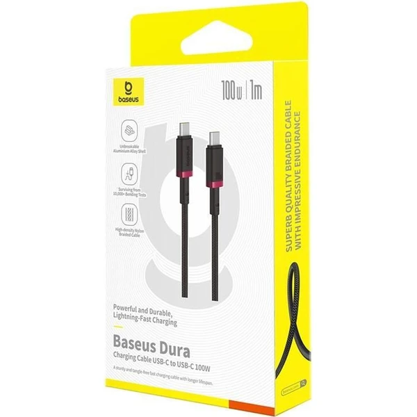 Baseus Dura USB-C/USB-C napájací kábel 100W 1m červeno/čierny - Káble a redukcie - Obrázok K22R000K01
