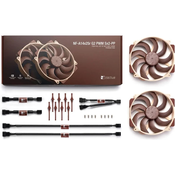 Noctua NF-A14x25r G2 PWM Sx2-PP ventilátor 2x140mm - Ventilátory pre PC - Obrázok K2TD000L01