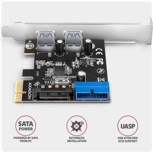 AXAGON PCEU-232RS Pcle radič 2+2x USB 3.2 Gen 1 - Radiče - Obrázok K44D000L01