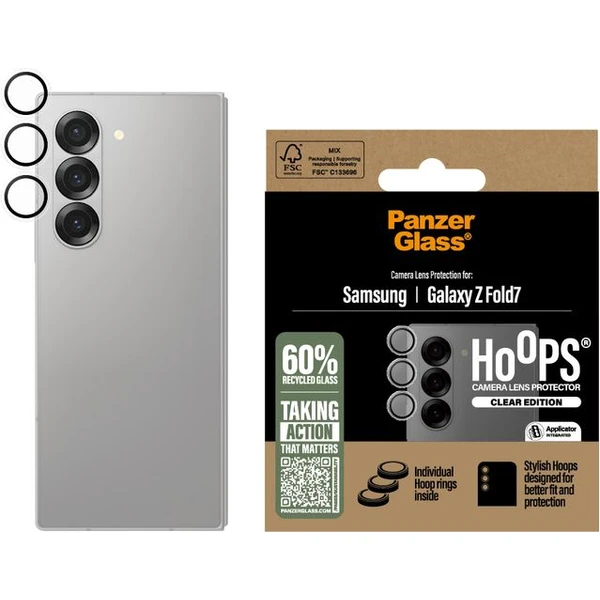 PanzerGlass® Hoops™ krúžky pre šošovky fotoaparátu Samsung Galaxy Z Fold7 číra - Ochranné fólie a sklo - Obrázok K4SE000K01