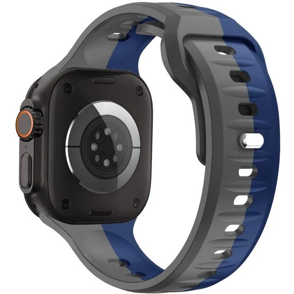 CubeNest Premium Silicon Band remienok Apple Watch 42-49 mm sivý/tmavo modrý - Remienky - Obrázok K4UD000O01