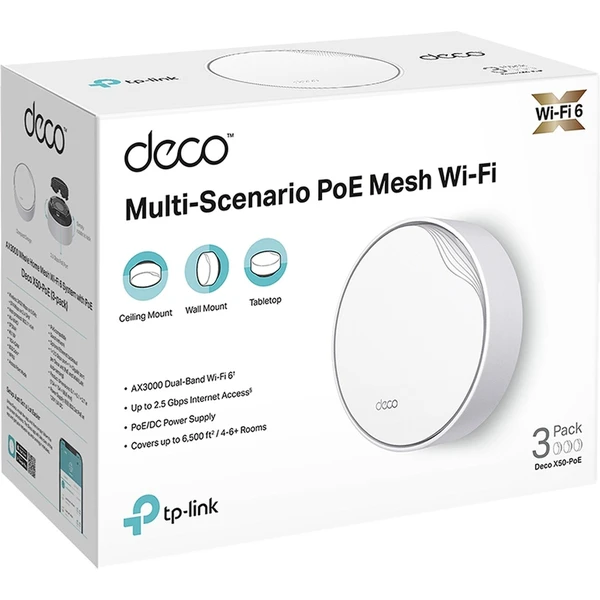 TP-Link Deco X50-PoE mesh systém 3ks biely - Mesh systémy - Obrázok K5X3000P01