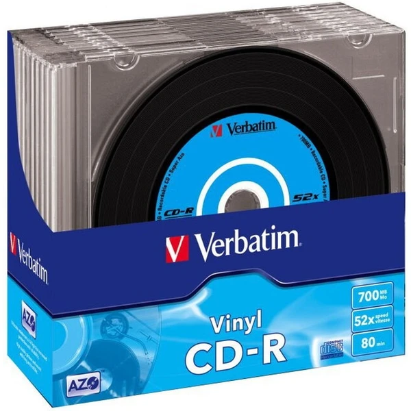 VERBATIM CD-R(10 ks)Slim/Vinyl/DLP/52x/700MB - Optické disky - Hlavný obrázok