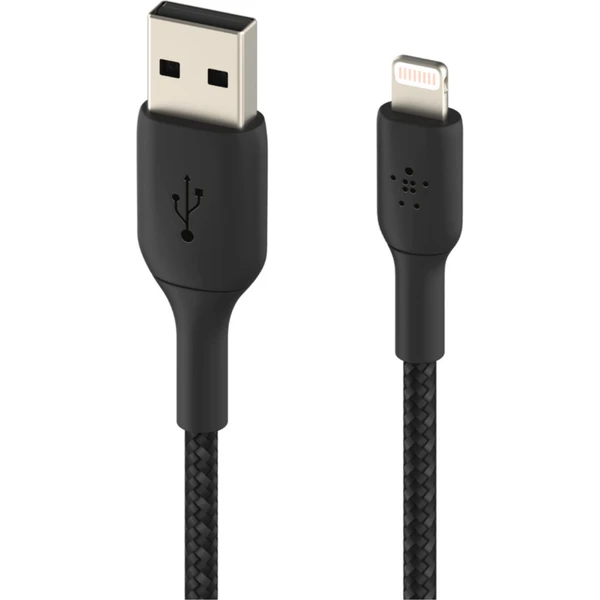 Belkin BOOST Charge Braided Lightning/USB-A odolný kábel, 15cm, čierny - Káble - Obrázok K839400301