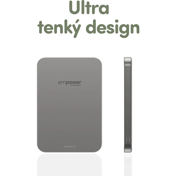 PanzerGlass® empower bezdrôtová Qi2 powerbanka 5000 mAh, MagSafe, sivá - Powerbanky - Obrázok K83J000K01