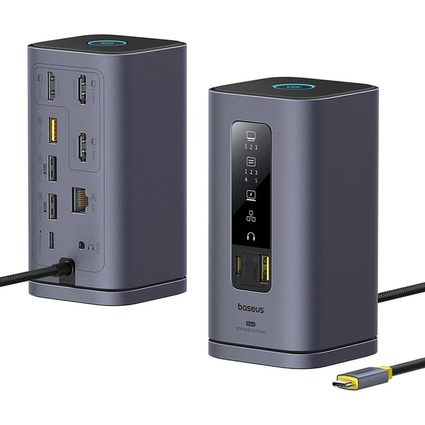 Dokovacia stanica Baseus Spacemate 11v1 (USB-C PD, USB-C, 2x USB-A, 3x HDMI) sivá - Dokovacie stanice - Obrázok K8AE000N01