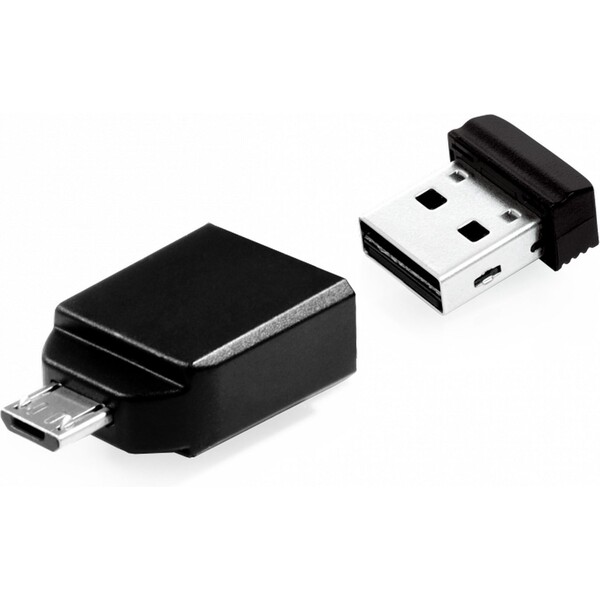 VERBATIM Flash Disk 32GB Store 'n' Stay Nano + micro USB OTG adaptér, USB 2.0, čierny
