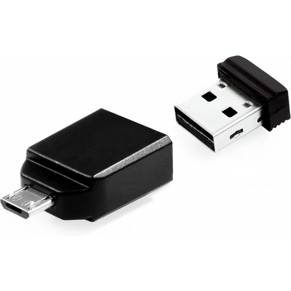 VERBATIM Flash Disk 32GB Store 'n' Stay Nano + micro USB OTG adaptér, USB 2.0, čierny - Flashdisky - Hlavný obrázok