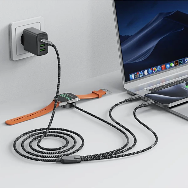 Acefast USB-C 3v1 100W inteligentný nabíjací dátový kábel, 1,2m - Káble - Obrázok K8ZB000J01
