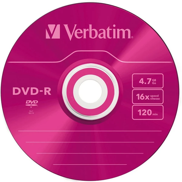VERBATIM DVD-R(5 ks)Slim/Colour/16x/4.7GB - Optické disky - Obrázok K9P2000P01