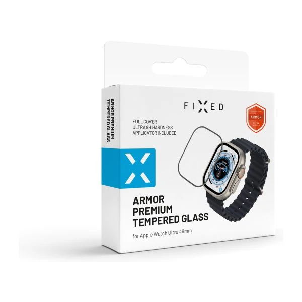 FIXED Armor prémiové tvrdené sklo s aplikátorom Apple Watch Ultra 49mm čierne - Ochranné fólie a sklo - Obrázok K9U1000L01