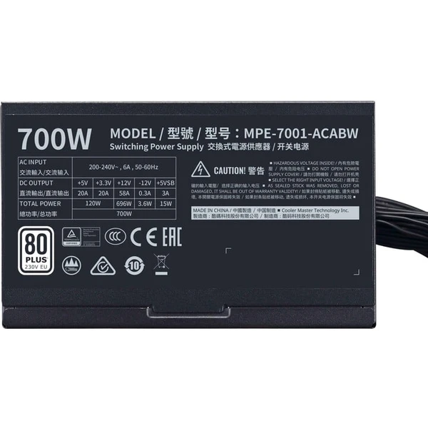 Cooler Master MWE 700 White V2 700W - Zdroje - Obrázok K9UJ300401