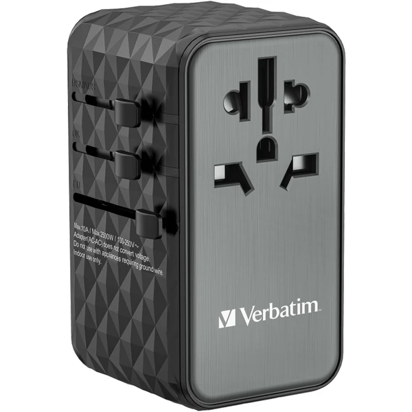 VERBATIM Univerzálny cestovný adaptér UTA-06 GaN III, 100W - Zásuvky - Obrázok KA53000O01