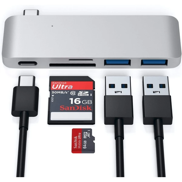 Satechi Passthrough USB hub pre MacBook strieborný - USB huby - Obrázok KACE100301