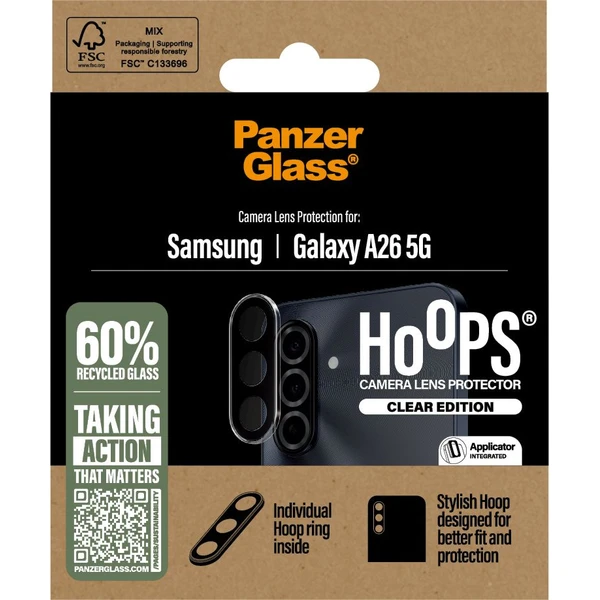 PanzerGlass® Hoops® Samsung Galaxy A26 5G číre ochranné krúžky pre šošovky fotoaparátu - Ochranné fólie a sklo - Obrázok KAUC000K01