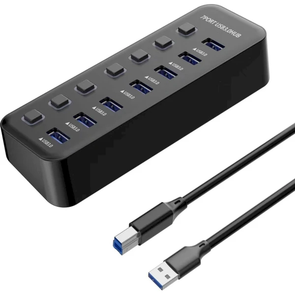 PremiumCord 7v1 USB-A Hub čierny - USB huby - Hlavný obrázok
