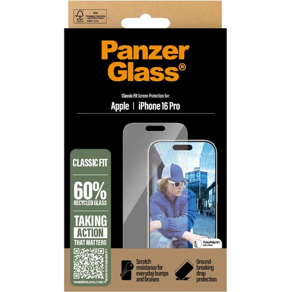 PanzerGlass® Classic Fit sklo Apple iPhone 16 Pro - Ochranné fólie a sklo - Obrázok KC08000P01