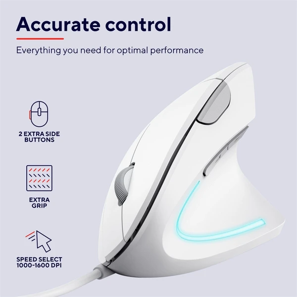 Trust Verto ergonomická myš biela - Myši - Obrázok KD30000P01