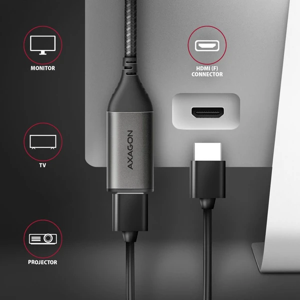AXAGON USB-C/HDMI redukcia 4K 0,25m čierna - Káble a redukcie - Obrázok KDX3000L01