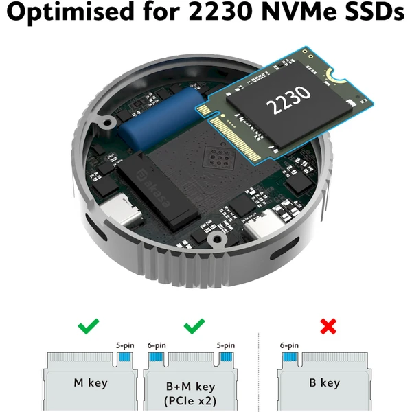Akasa M.2 PCIe NVMe SSD Alu kryt 10GB/s magnetický - Externé boxy - Obrázok KE4J000K01